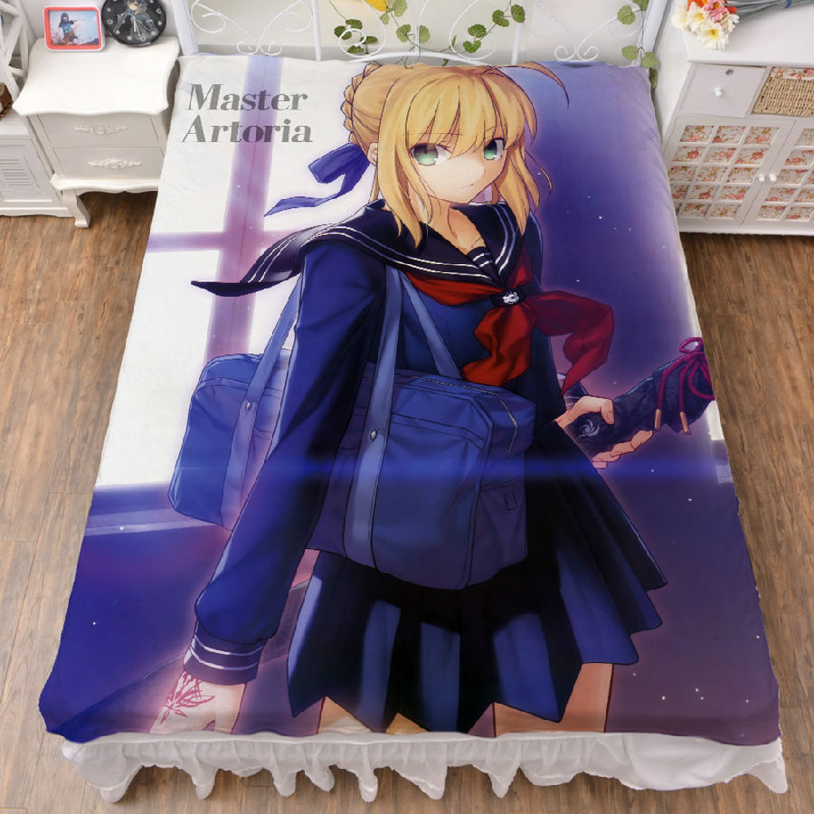 Fate stay nightマスターアルトリア添い寝シーツ セーラー制服姿