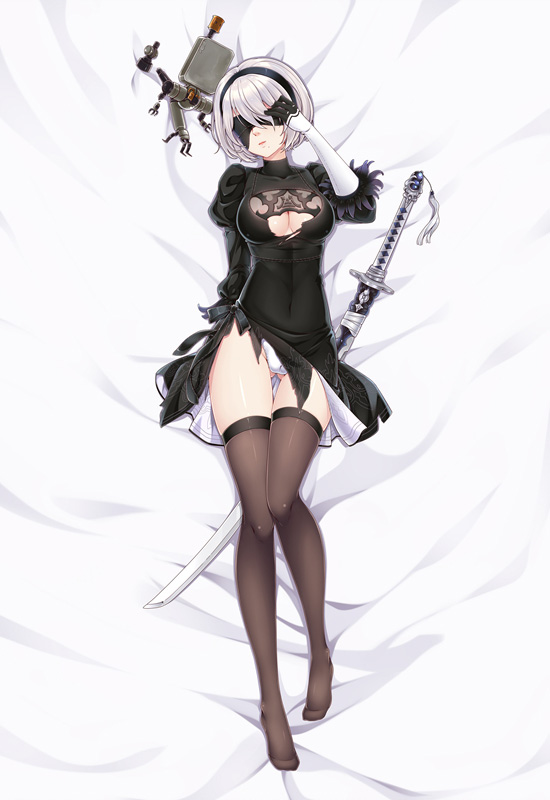 2B 服破れ アニメベッドシーツ 